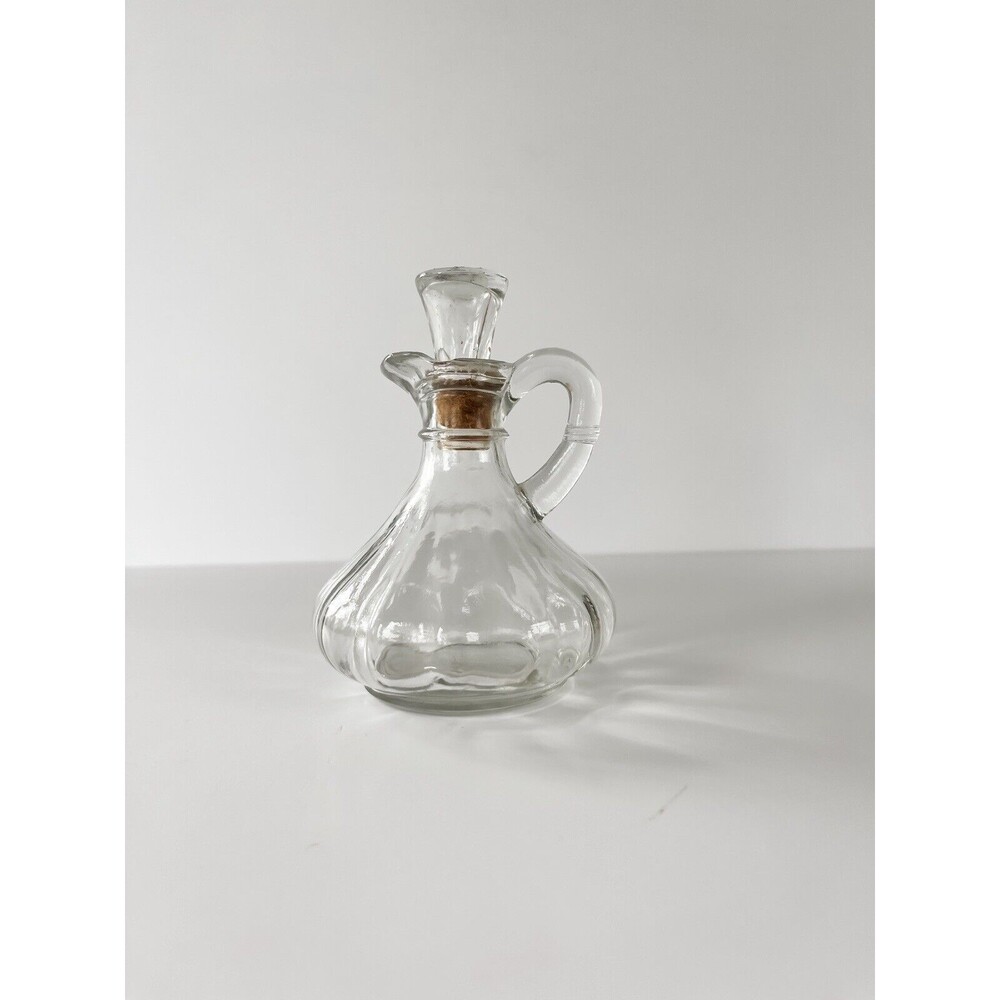 Vintage 1950s Anchor Hocking Clear Glass Oil Vinegar Cruet Syrup Bottle  Stopper